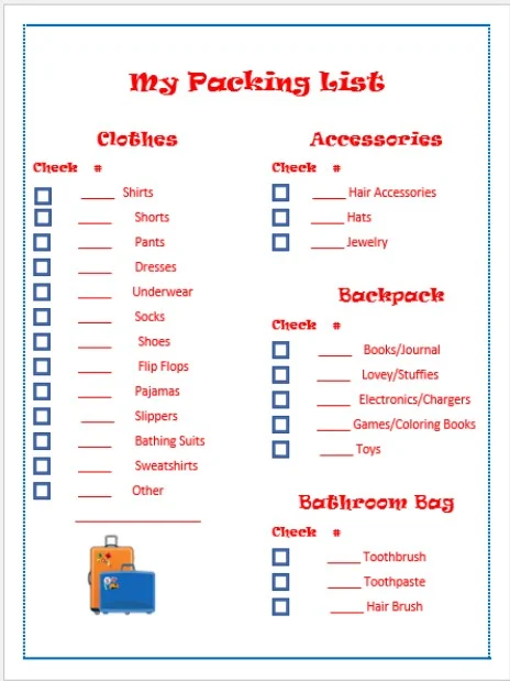 Travel Backpack For Kids Packing List