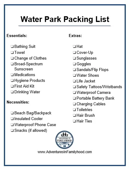 water park packing list